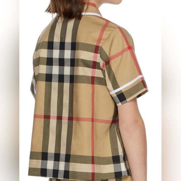 Burberry Kids Check Zip Front Beige Polo Shirt, sz 10y - Picture 2 of 4